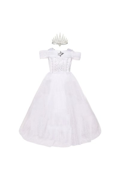 Funny Party Team Snow Queen costume for girls, with star, white Tulle , 3-4 y...
