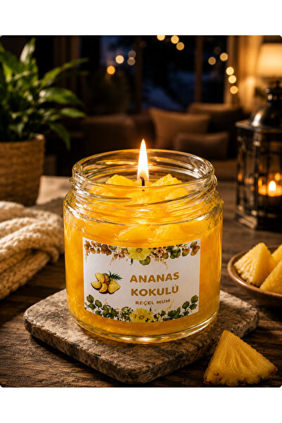 Genel Markalar Reçel Mum Ananas Kokulu Mum Dekoratif Mum