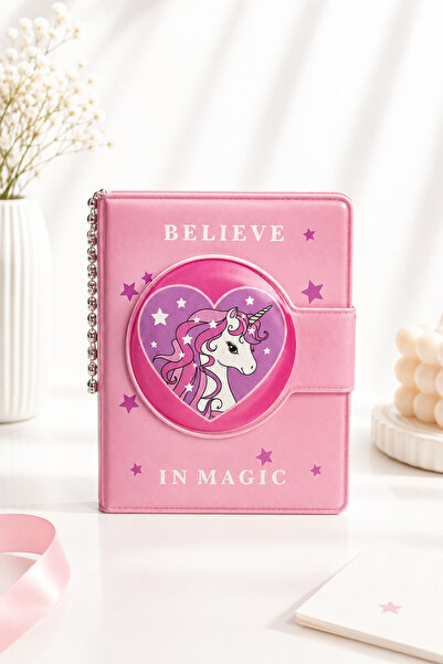 Generic Brand Carnetel de Notițe Premium cu Breloc, Unicorn, Roz,pentru Fete