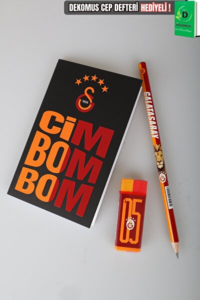 Galatasaray دفتر جيب مرخص من x Dekomus، مجموعة أقلام رصاص وممحاة