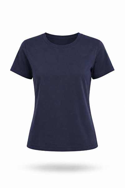 5in1Canpolat Tricou subțire din bumbac, albastru marin, cu guler tip bicicletă