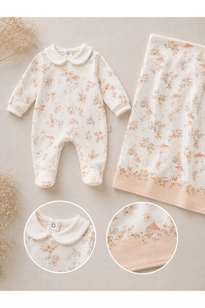 Arinpexa 8-Piece Cute Figure-Detail Newborn Girl Baby Hospital Release Set/8-Piece 100% Cotton Premium Girl Baby Zibin Set