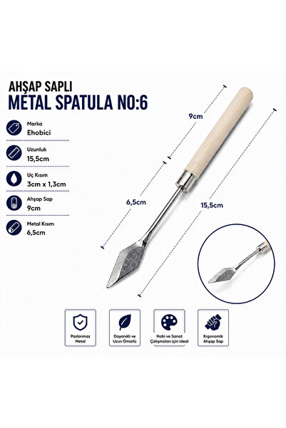 ehobici Ahşap Saplı Metal Spatula No:6