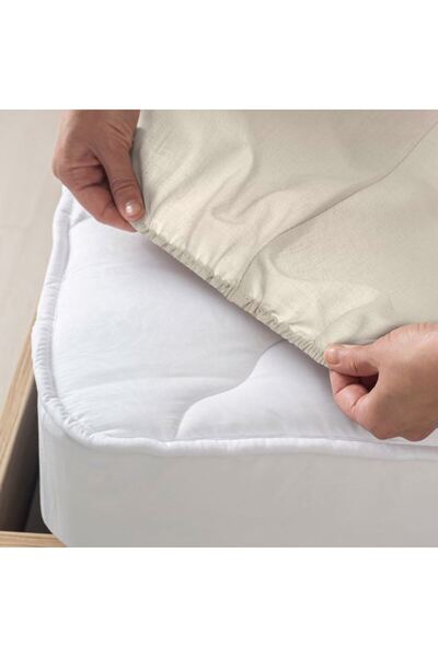 BAMI NETWORK Cearceaf bej din bumbac cu elastic pentru pat 160x200 cm