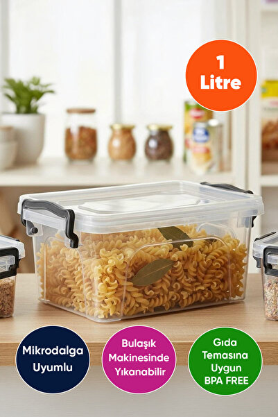 Vinoa 1 Liter 10 Pieces Food Storage Container with Lid, Legume Storage Conta...