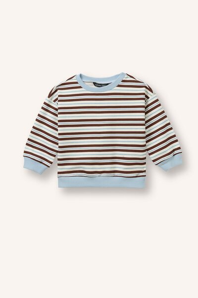 DeFacto Regular Fit Crew Neck Low Shoulder Striped Baby Boy Sweatshirt I0699A...