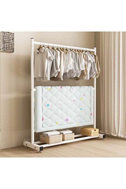 DubaiGallery 2-Tier Clothes Rack with Wheels, 120x40x185cm Freestanding Garme...