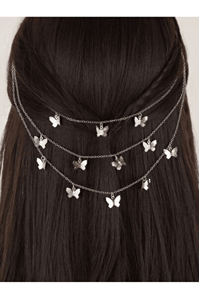 Take Two By Styli Silver Butterfly Hair Chain Headband