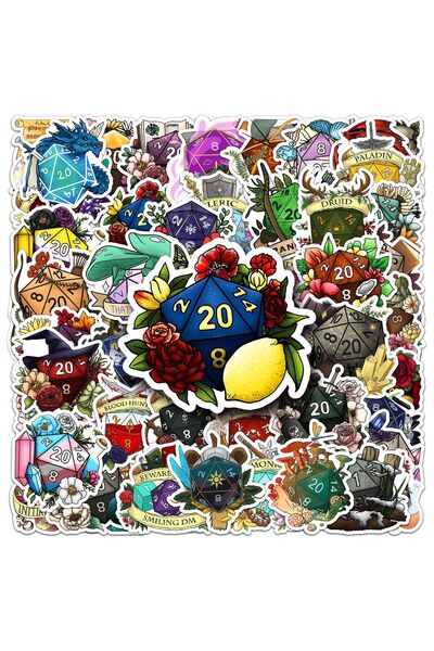 Choice 50PCS 50PCS Polyhedral Dice Stickers Fantasy Board Game Vinyl Decals f...