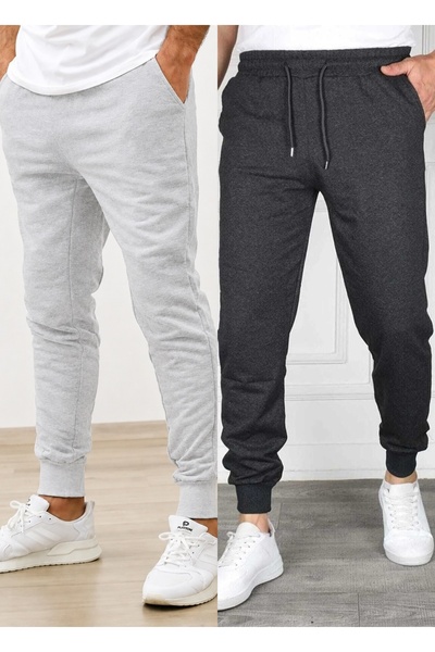 TORUK MAKTO Set of 2 Unisex Ribbed Leg Sweatpants Jogger Comfortable Fit Dail...