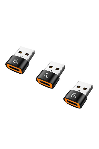Choice A-black-3pcs-black 6A USB To Type C OTG Adapter 120W USB-C Male To Typ...