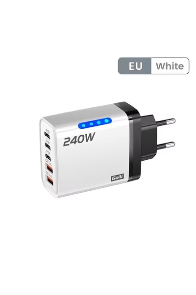 Choice5 White-EU 240w Gan Fast Charger With Led Light 2usb+3type-C 5 In 1 Mul...