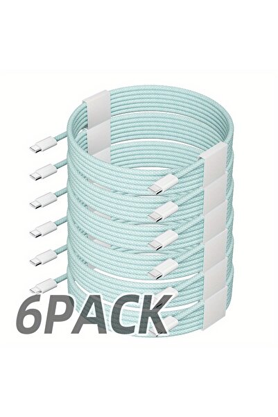 choice2 Type-C to Type-C 2m green 6pcs 2M/6Ft 60W USB C to USB C Weave Chargi...