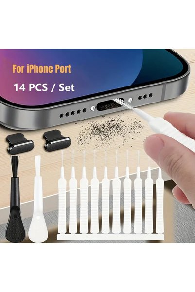 Choice 14pcs For IOS Mobile Phone Speaker Charging Port Cleaning Set Dust Plu...