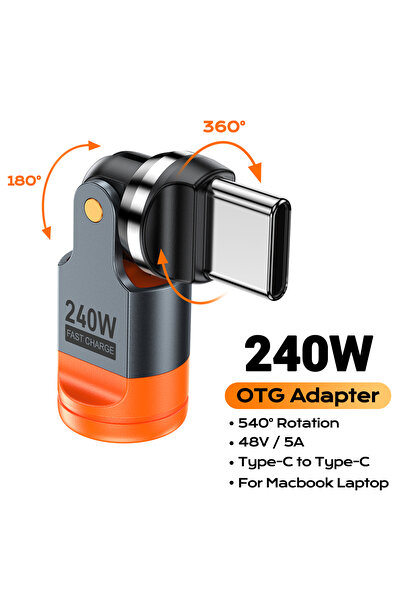 Choice4 Orange AUFU 240W USB C to Type C OTG Adapter PD3.1 5A Fast Charge Cab...