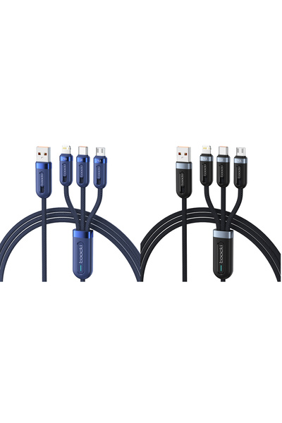 choice2 toocki 1.2m Black and Blue Toocki 3 in 1 USB C Cable 6A Fast Charge f...