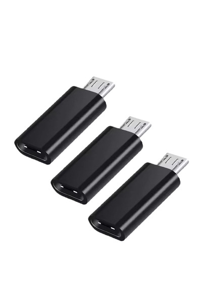 choice2 Black 3pcs Mini Type C To Micro USB Android Charging Adapter Converte...