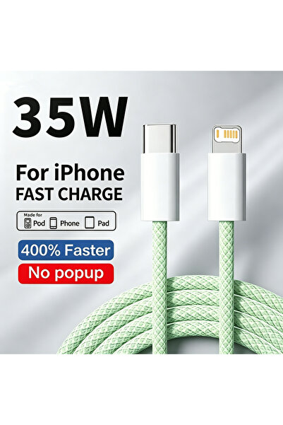 Choice9 2m Green 35W Fast Charge Braided PD Cable For iPhone 13 14 Pro Max 11...