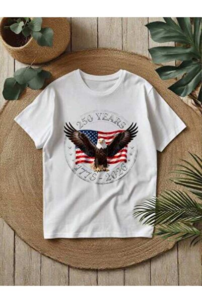 9JY Retro American 250th Anniversary Men's 1776-2026 Eagle Flag Print T-Shirt...