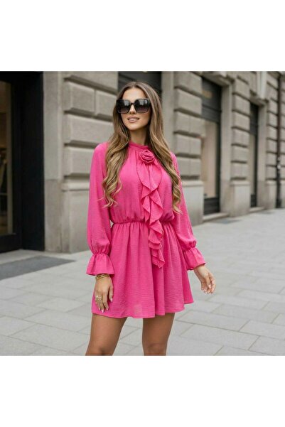 MAXORA SHOP Rochie din vascoza Valentina - Roz
