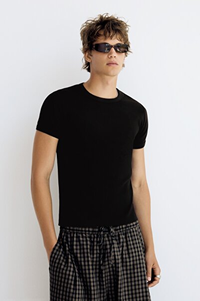 Bershka Fitilli slim fit tişört
