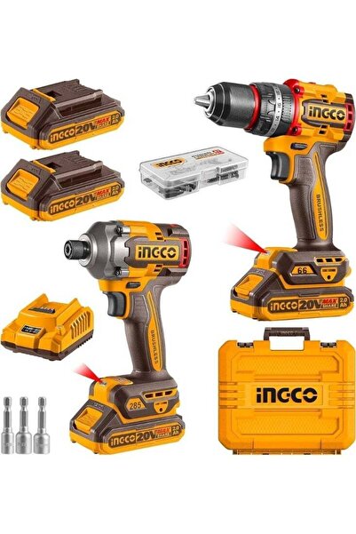 Ingco 20V Cordless 2-Piece Combo Kit, Brushless Impact Drill & Driver, 66Nm, ...