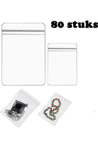 STARSTAR Jewelry bags 80pc transparent 6x8/8x12cm reusable storage.
