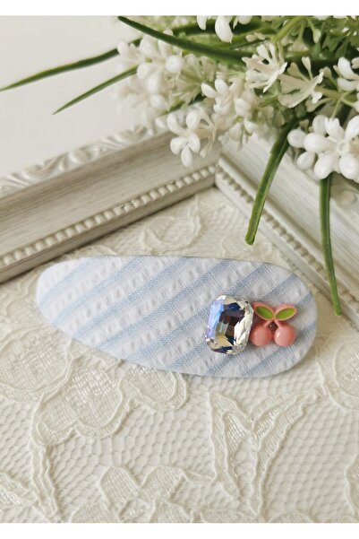 Halley Concept Blue Plaid Fabric Snap Fastener with Cherry Figure for Childre...
