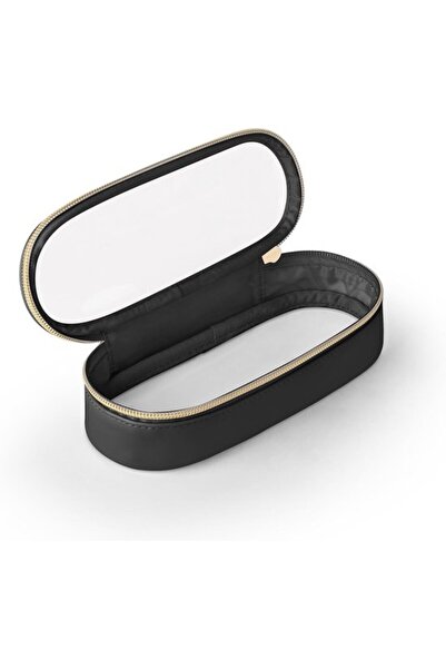 STARSTAR Transparent makeup brush storage bag black leather portable.