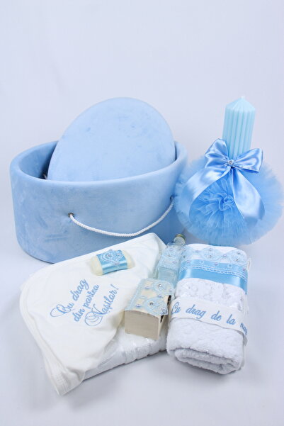 GoVo Kids Set complet trusou botez cu lumanare, "Cu drag de la Nasi" , Fete/B...