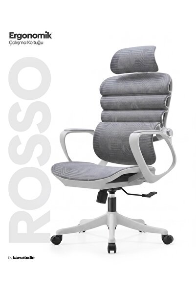 KARR OFFICE Rosso Ergonomik Çalışma Koltuğu - Sabit Kolçak - Gri