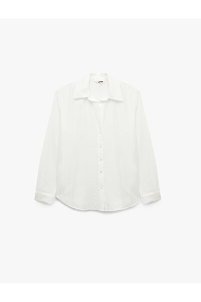 Koton Long Sleeve Loose Collar Buttoned Oversize Shirt
