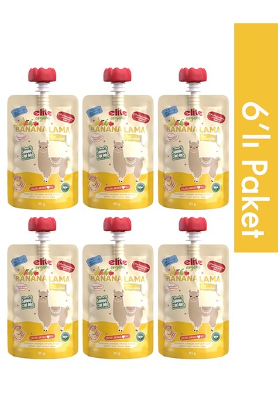 Elite Naturel 6'lı Banana Lama Organik Karışık Meyve Püresi 110 Gr