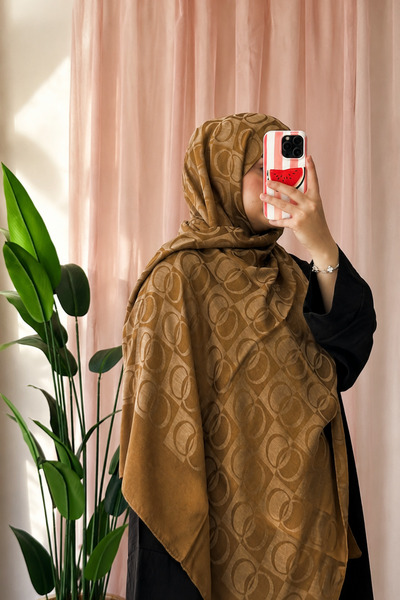 müqofficial Monogram Cotton Patterned Shawl - Copper
