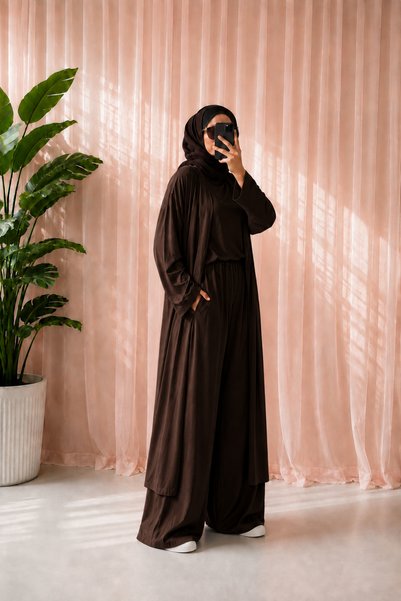 müqofficial طقم مارينا مكون من 3 قطع - براون بريت