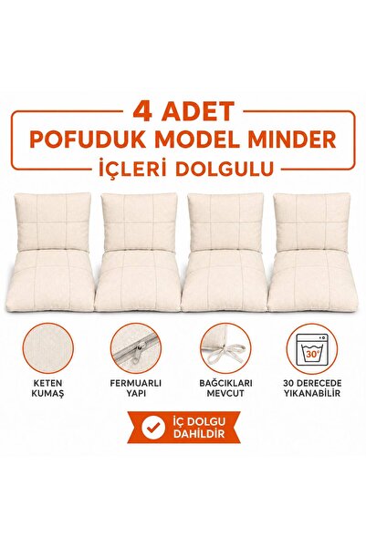 HouseART 4 Adet Kullanıma Hazır , Dolgulu Minder , bahçe , Balkon ,Mobilya mi...