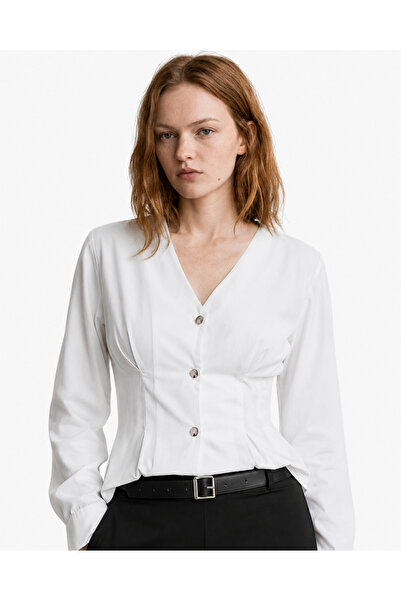 HAKKE Waist-Tied Gold Buttoned Shirt