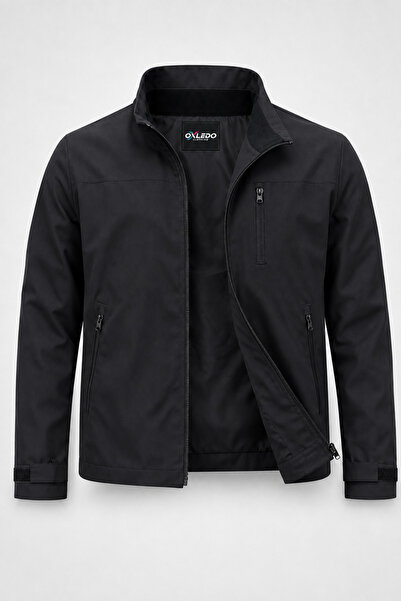 Oxledo Men's Seasonal Water Repellent Stand Collar Zippered 3-Pocket Jacket B...