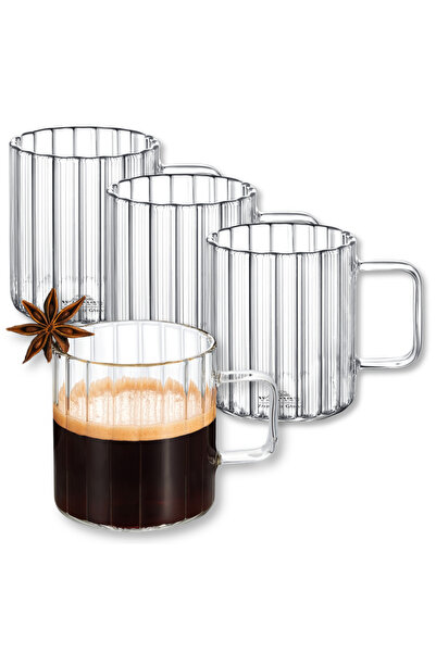 WILMAX ENGLAND Set Cesti Cafea Termo Sticla 200ml, Transparente, 4 Piese