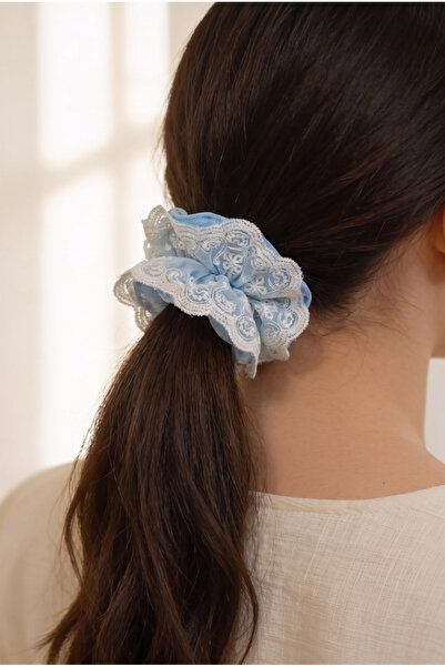 Katia&Bony Girl's Point Patterned Lace Elastic Buckle Blue