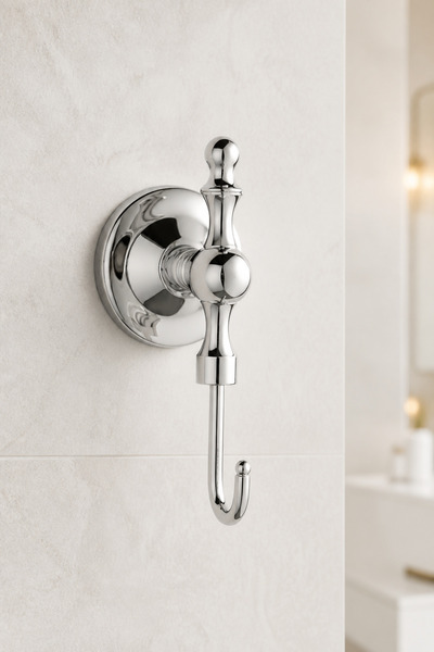 İSAOĞLU YAPI Gümüş Krom Retro Banyo Havluluk Bornozluk Pirinç Materyal Silver...