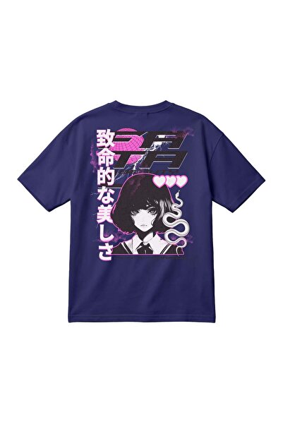 barsdepo Y2K Anime Graphic Printed Oversized Unisex T-Shirt – Japanese Text Tee