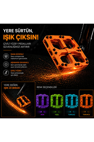 Kasel Mtb Bisiklet Pedal 870 B KARTLI ÇİVİLİ IŞIKLI