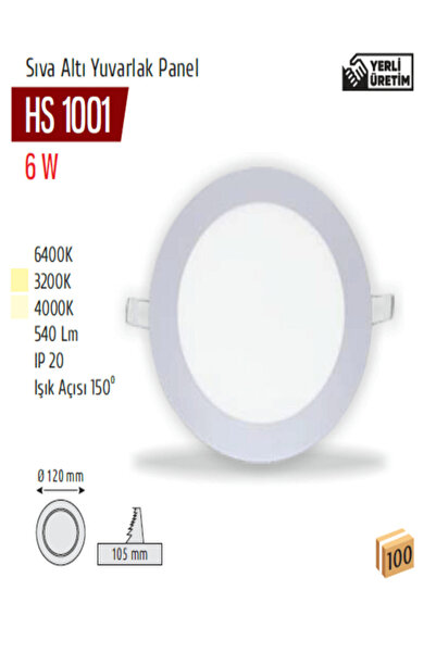 Helios 6w Led Panel NATURAL Işık 540lm