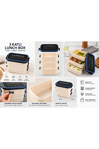 KübraStore 3-Layer Leak-Proof Lunch Box Lunch Box Storage Container