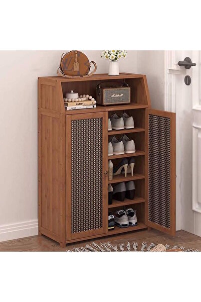 HAWIRE Pantofar hol PF-02 cu 2 usi, din bambus, 100x60x31 cm, model vertical ...