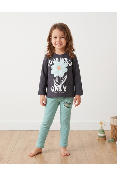 MiniKids Set 2 piese GOOD VIBES, verde