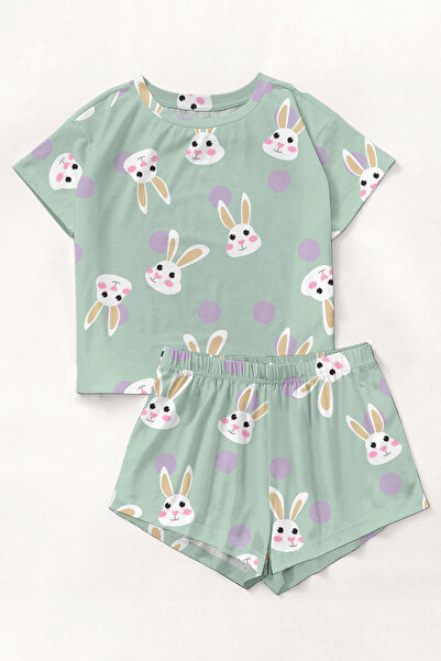 kuzey homewear Σετ πιτζάμες με κοντομάνικο σορτς Cute Rabbit1 Supersoft Singl...