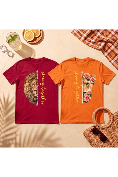 l'eivor Aslan Strong Together bedrucktes T-Shirt für Ehepartner und Liebhaber