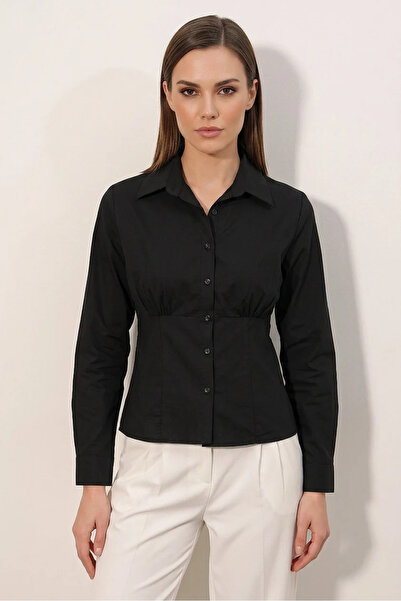 Efnaz style Women's Black Shirt with Waist Belt